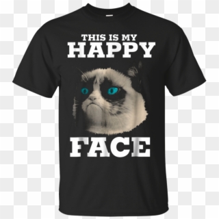 Grumpy Cat This Is My Happy Face Halftone Portrait - Seagulls Stop It Now Shirt Clipart
