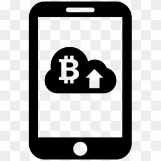 Bitcoin On Cloud With Up Arrow On Mobile Phone Screen - Bitcoin Clipart