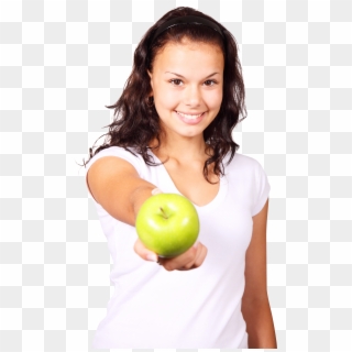A Girl Hold Apple In Her Hand , Png Download - Girl Holding Apple Clipart