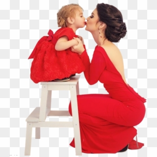Mommy And Daughter In Red Dresses - Like Mom Like Baby Clipart