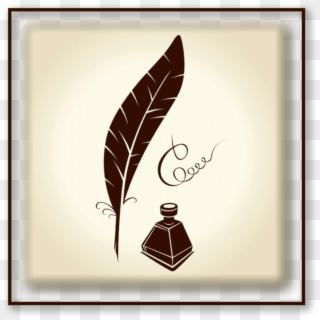 Quill Pen W Sea Shadow And Quill Pen Coloured Line - Feather Pen And Ink Clipart