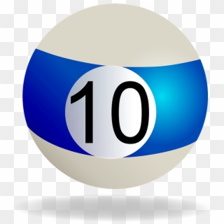 Billiard, Billiard Ball Blue Striped, 10, Pool, Ball - Bola 10 Png Clipart