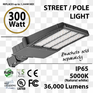 300w Led Street Light / Pole Mount Fixture 36000lm - Lumen Flux Suitable For Street Lights Clipart