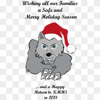 Kmhs Wolf Mascot Wishing All Merry Christmas - Cartoon Clipart