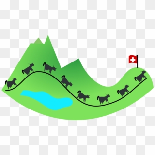 Hill Cows Mountain Green Switzerland Landscape - Switzerland Clipart - Png Download