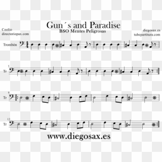 Tubescore Sheet Music Gun's Paradise For Trombone - Partitura Coolio Gangsta Paradise Clipart
