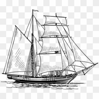 Sailing, Ship, Water, Ocean, Sea, Voyage - Boat Drawing Clipart