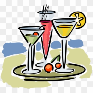 Vector Illustration Of Serving Tray Of Mixed Alcohol - Mixed Drinks Clipart
