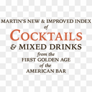 Martin's Index Of Cocktails & Mixed Drinks From The - Ink Clipart