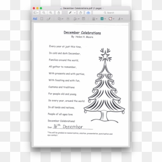 December Poem - Merry Christmas Coloring Pages Clipart