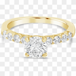 Propose Tonight 14k Yellow Gold Solitaire Round Cut - Engagement Ring Clipart