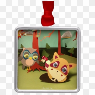 Owl Meets Raccoon Ornament - Christmas Ornament Clipart