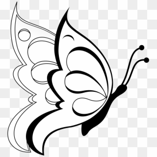 Butterfly 19 Black White Line Art Flower 999px 144 - Simple Drawing Of Butterfly Clipart