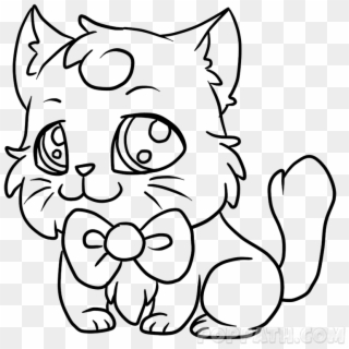 How To Draw A Bowtie Kitty - Draw Cat With Bow Clipart