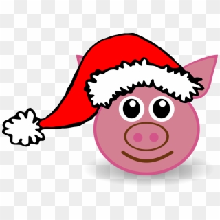 Cartoon Forearm Cliparts - Pig In Christmas Hat Cartoon - Png Download
