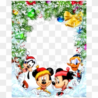 Transparent Christmas Star Frame With Mickey Mouse - Disney Christmas Page Border Clipart