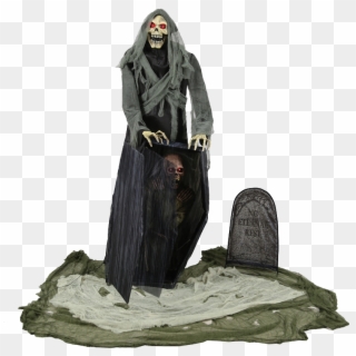 Graveyard Reaper Animated Halloween Prop - Animated Life Size Grim Reaper Decoration Clipart