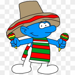 Clipart Mustache Poncho Mexican - Smurfs In Mexico - Png Download
