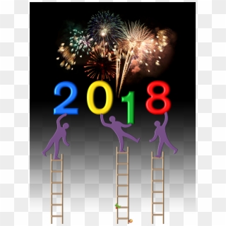 New Year's Day 2018 Party Fireworks Night Ladder - New Year's Day 2018 Clipart