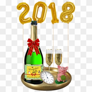 New Year's Day 2018 New Year's Eve Isolated - Champagne Clipart