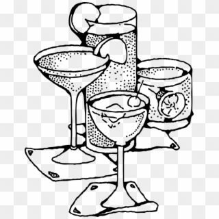 Cocktail Mixed Drink Cocktail Glasses Coctail Glass - Drinks Clipart Black And White - Png Download