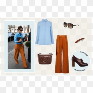 Victoria Beckham Style Outfit Orange Blue - Victoria Beckham Celine Sunglasses Clipart