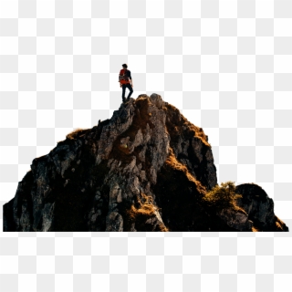 A Young Man Reaching The Top Of The Mountain, Symbolising - Man Mountain Png Clipart