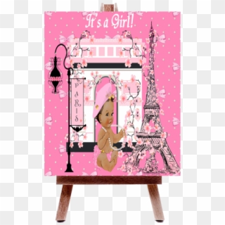 Pink Eiffel Tower Paris Baby Shower Poster Board Fiat - Picture Frame Clipart