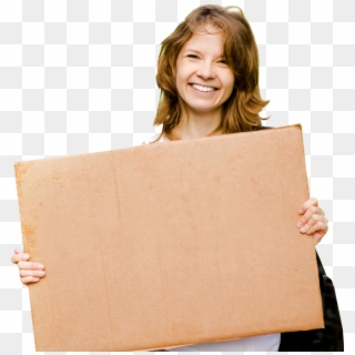Happy Smiling Girl Holding Blank Board - Girl Holding A Blank Board Png Clipart