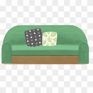 Cartoon Hand Drawn Illustration Green Sofa Png And - Grass Clipart