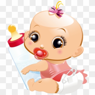 Baby Girl Clip Art - Bebe Con Biberon Caricatura - Png Download