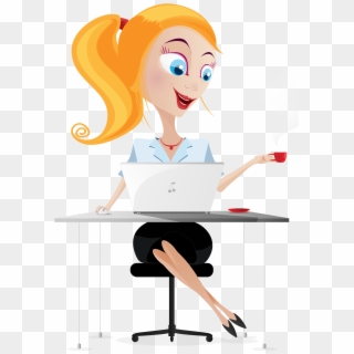 Woman Character Http - Girl With Laptop Clipart - Png Download