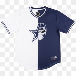 Maximilian Skull Cowboy Split Baseball Jersey Navy - Polo Shirt Clipart