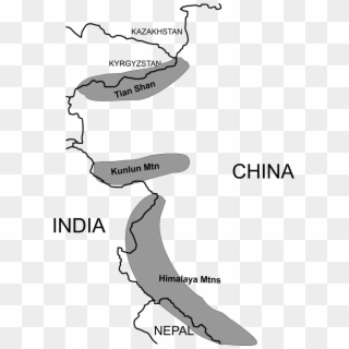 Tectonics Of The Tian Shan - Asia Tian Shan Map Clipart