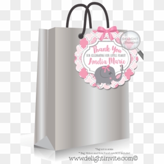 Pink And Gray Elephant 1st Bithday Favor Tag [di-266ft] - Superhero Party Favor Tags Clipart