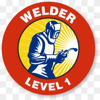 Welder Level 1 Hard Hat Decals - Welding Shop Visiting Card Clipart