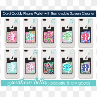 Inspired Monogrammed Cell Phone Card Caddy Inspcc - Cute Credit Card Holder For Phone Clipart