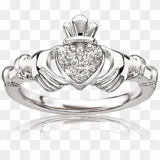 Diamond Irish Claddagh Ring In Sterling Silver Irish - Claddagh Ring Clipart