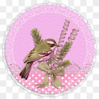 Tag Label Pink Green Flower Lace Bird - Spring Scrapbook Png Transparent Clipart