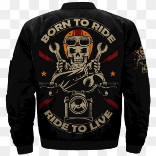 Com Born To Ride Ride To Live Skull Biker Over Print - Free Vintage Motorcycle Emblems Clipart