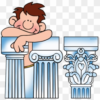 Man With Greek Columns - Greek Clip Art Cartoon - Png Download