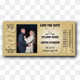 Hockey Ticket Save The Date Gold - International Kissing Day Clipart
