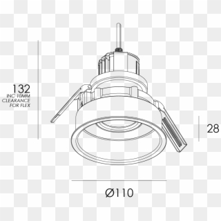 Deep Down Has A Recessed Lamp For Low Glare Applications - Technical Drawing Clipart