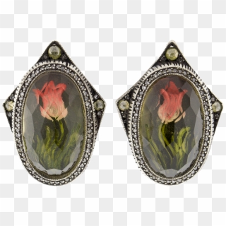 Carved Tulip Diamond Stud Earrings - Earrings Clipart