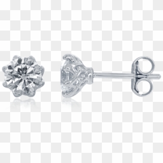 Princess Diamond Stud Earrings In 14k White Gold Image - Earrings Clipart