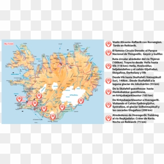 Recorrido Y Escalas En Una Semana Por El Sur De Islandia - Iceland Map Clipart