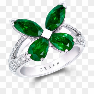 Classic Butterfly Ring In Emerald And Diamond From - Graff Butterfly Ring Clipart