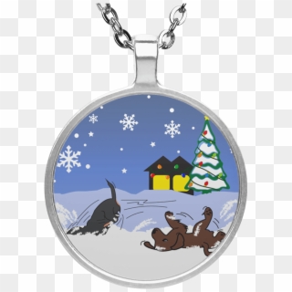 Snow Globe Christmas Circle Necklace - Necklace Clipart