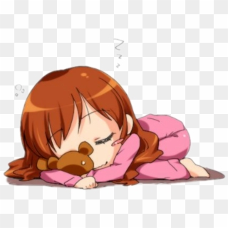 #girl #baby #teddybear - Kawaii Sleepy Anime Girl Clipart