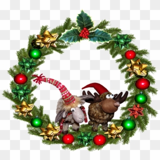 Christmas, Wreath, Reindeer, Decoration, Ornament - Christmas Day Clipart